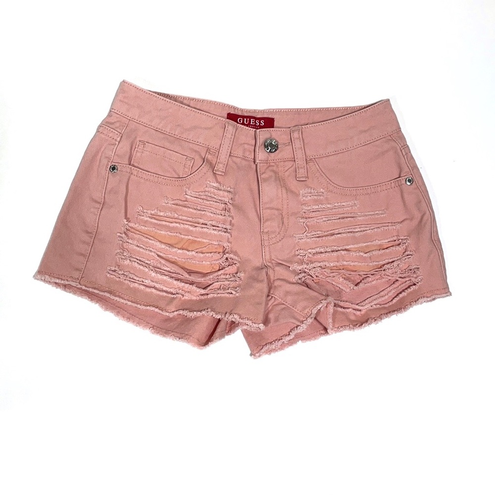 Guess peach distressed shorts